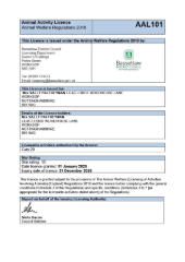 Animal Activity Licence